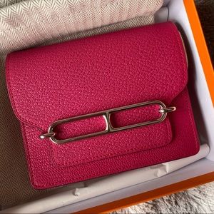 Hermes Roulis Slim wallet Rose Shocking